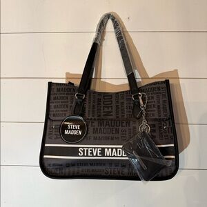 Steve Madden Blivia Black Logo Tote Bag